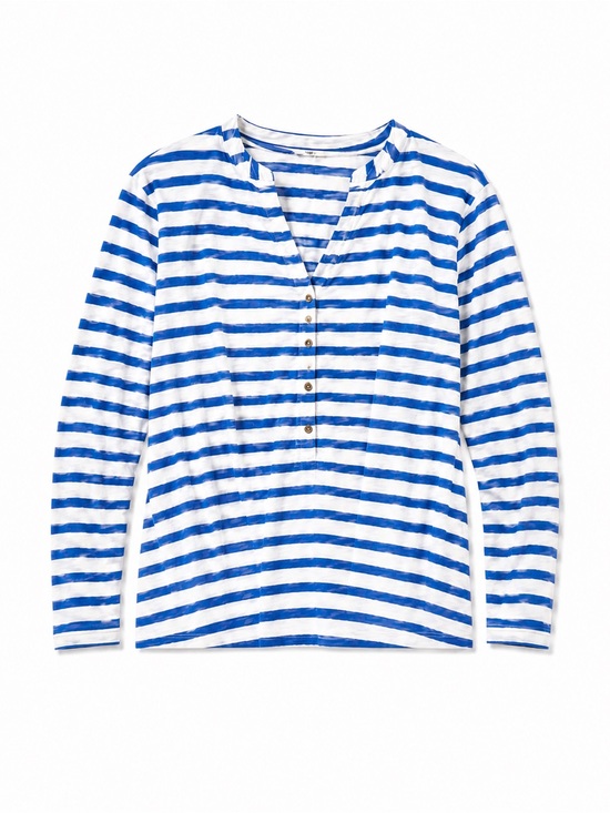 grand & greene Tops - GRAND & GREENE BLUE AND WHITE STRIPED BUTTON DOWN TOP